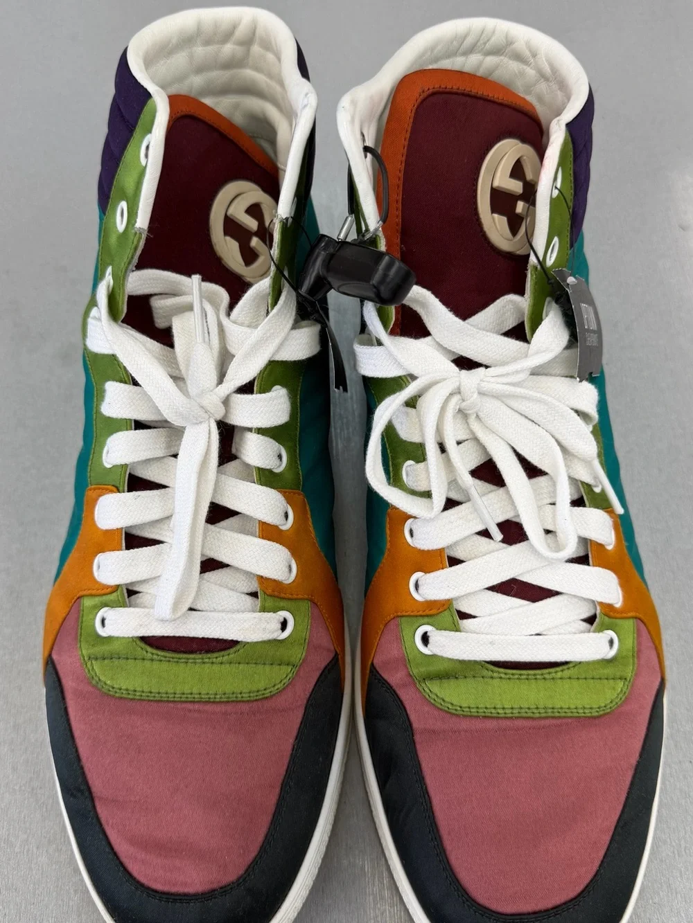 Gucci Multicolor High-Top Sneakers - Pink, Teal, Green, Orange, Black